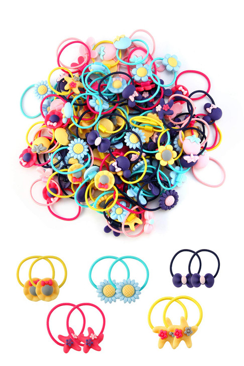 100pcs Mix Colors Girls Elastic Hair Ties Soft Rubber Bands Hair Bands Holders Pigtails Hair Accessories for Girls Infan