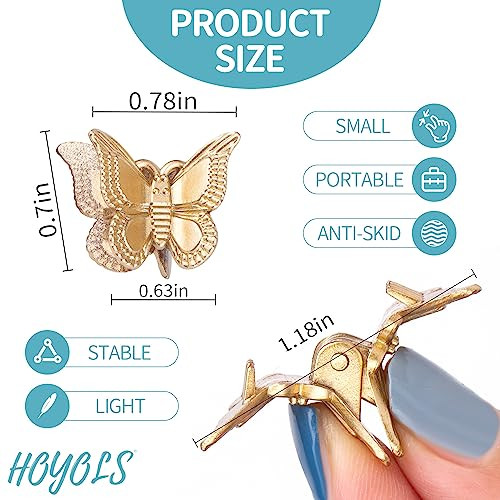Hoyols Silver Gold Butterfly Hair Clips 48 pcs 90s Hair Accessories for Girls Women Small Mini Hair Stuff Thing Clips Pi