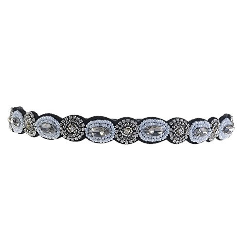 yueton Pack of 2 Handmade Crystal Rhinestone Beads Elastic Headband Hair Band Women Hair Jewelry Accessories