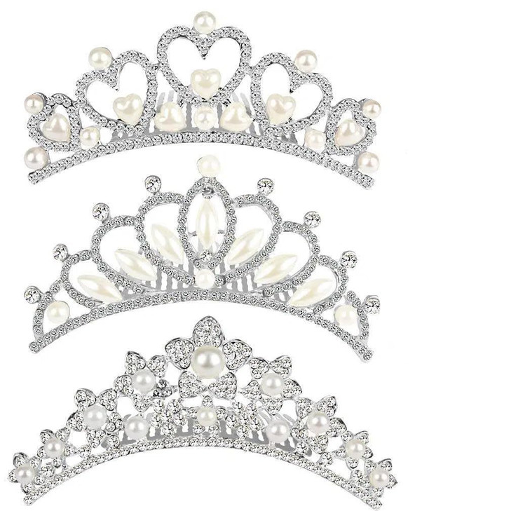 ANBALA Small Tiara Crown with Hair Comb 3 Pack Mini Tiara Crown Princess Crystal Shiny Hair Accessories for 2 3 4 5 6 7