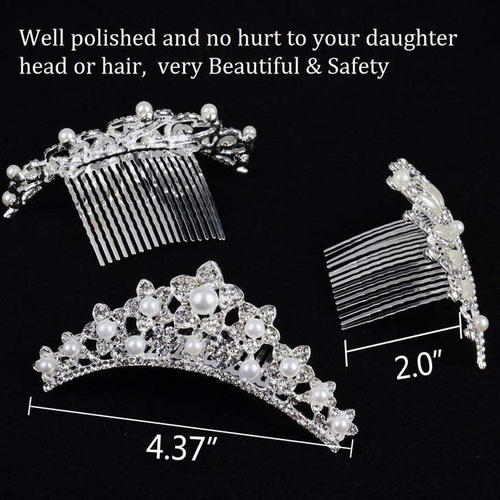 ANBALA Small Tiara Crown with Hair Comb 3 Pack Mini Tiara Crown Princess Crystal Shiny Hair Accessories for 2 3 4 5 6 7