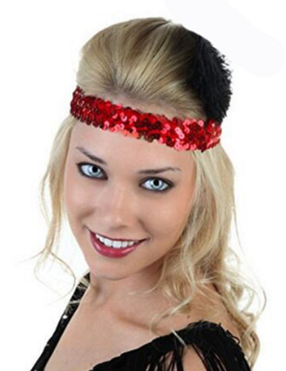 Kenz Laurenz Sequin Headbands Elastic Stretchy Headband for Girls Kids Women Flapper Roaring 20s Great Gatsby 1920s Hair