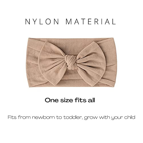 Prohouse 20PCS Baby Nylon Headbands Hairbands Hair Bow Elastics for Baby Girls Newborn Infant Toddlers KidsClay