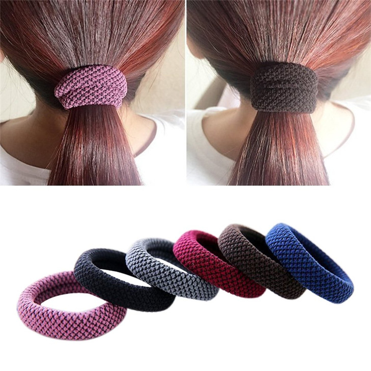 Khalee Hair Elastics Tie Stretch Ponytail Band Thick Hairs Elastics 6 PCS
