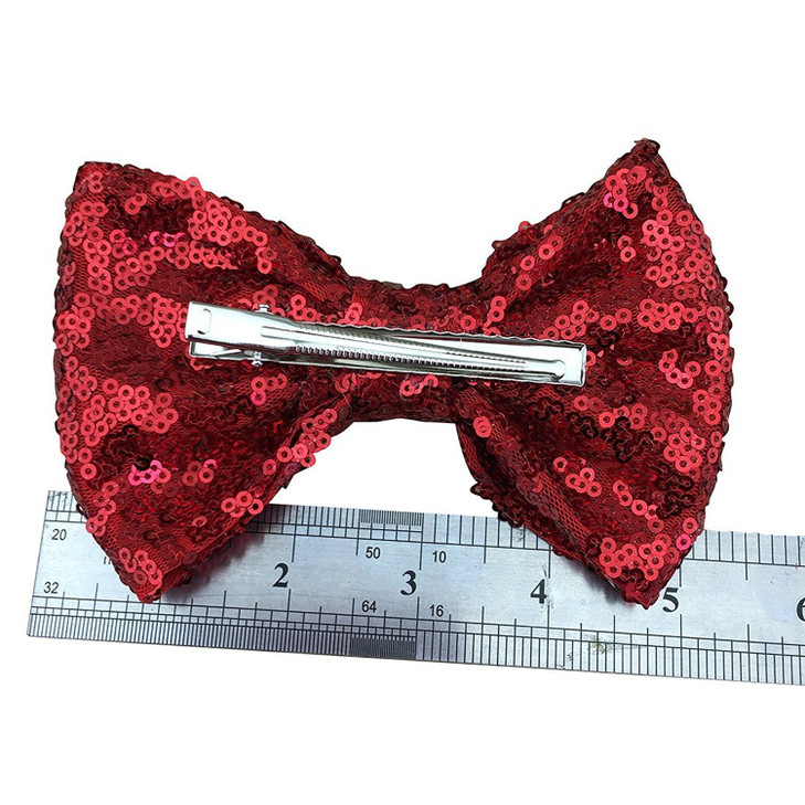 xsby Party Hair Bows Clips for Girls 10pcs Children Sequins Bow Barrettes Cute Baby Girl Bow Hair Clips A