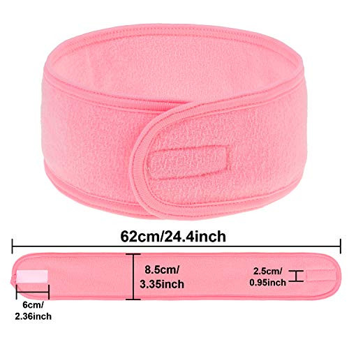 Whaline 4 PCS Spa Headband Make up Hair Band Stretch Terry Cloth Headband for Sport Yoga Shower Pink