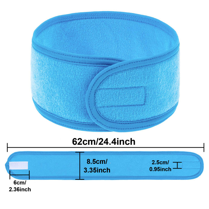 Whaline 4 PCS Spa Headband Make up Hair Band Stretch Terry Cloth Headband for Sport Yoga Shower Blue