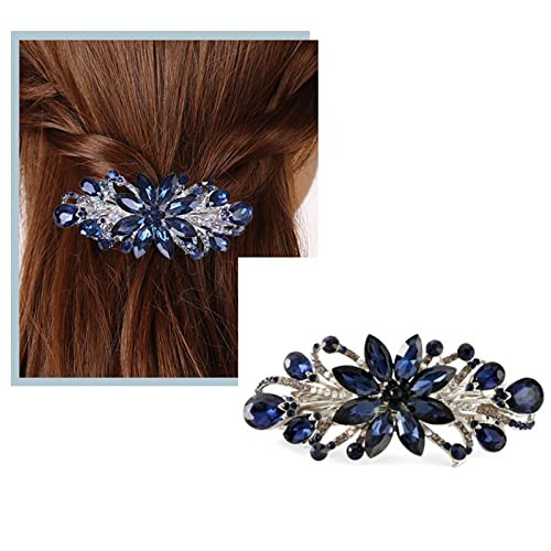 Sankuwen Flower Luxury Jewelry Design Hairpin Rhinestone Hair Barrette ClipAlso Perfect Mothers Day Gifts for MomDark Bl