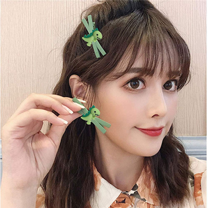 WHITEBRIDGE 6pcs Cartoon Frosted Hair Clips Set Frosted Cartoon Hairpins Hair Clips Bobby Pins for Girls Women Dinosaur