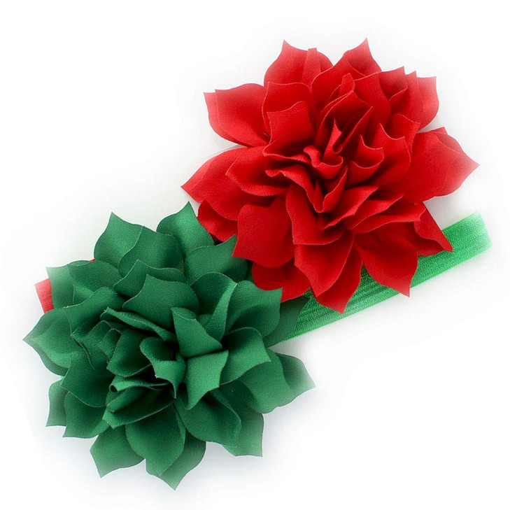 My Lello Petal Flower Headbands Girls Toddler Mixed Colors 2Pack RedGreen