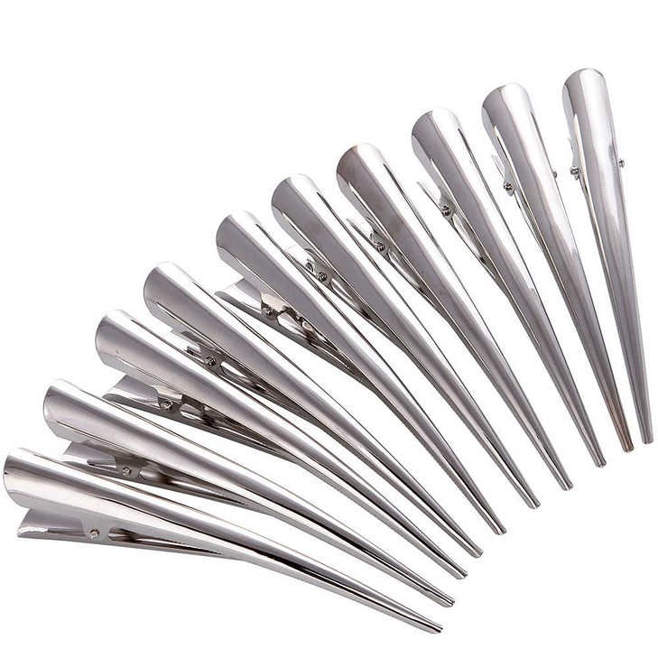 LONEEDY 10 Pack Duckbill Hair Clips with Teeth Metal Alligator Curl Clips with Holes for Hair Styling Nonslip Hair Barre