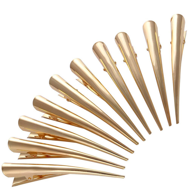 LONEEDY 10 Pack Duckbill Hair Clips with Teeth Metal Alligator Curl Clips with Holes for Hair Styling Nonslip Hair Barre