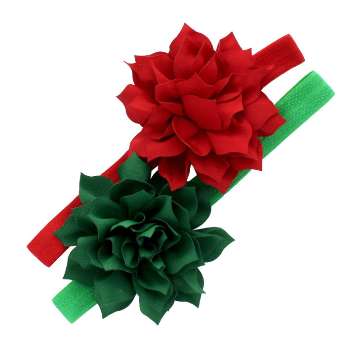 My Lello Baby Petal Flower Headbands Mixed Colors 2Pack RedGreen