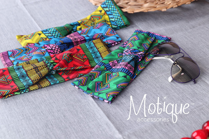 Motique Accessories Knotted Headwrap with Colorful Aztec Print for Women and Girls Blue