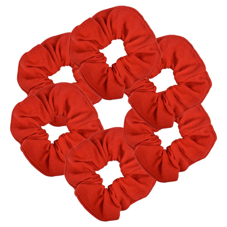 6 Pack Large Solid Scrunchies Hair ElasticsRed