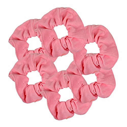 6 Pack Large Solid Scrunchies Hair ElasticsLight Pink