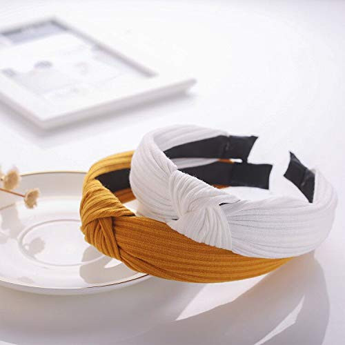 Funtopia Knotted Headbands for Women Girls 9 Pcs Wide Plain Turban Headband Fashion Cross Knot Hair Bands with Solid Col