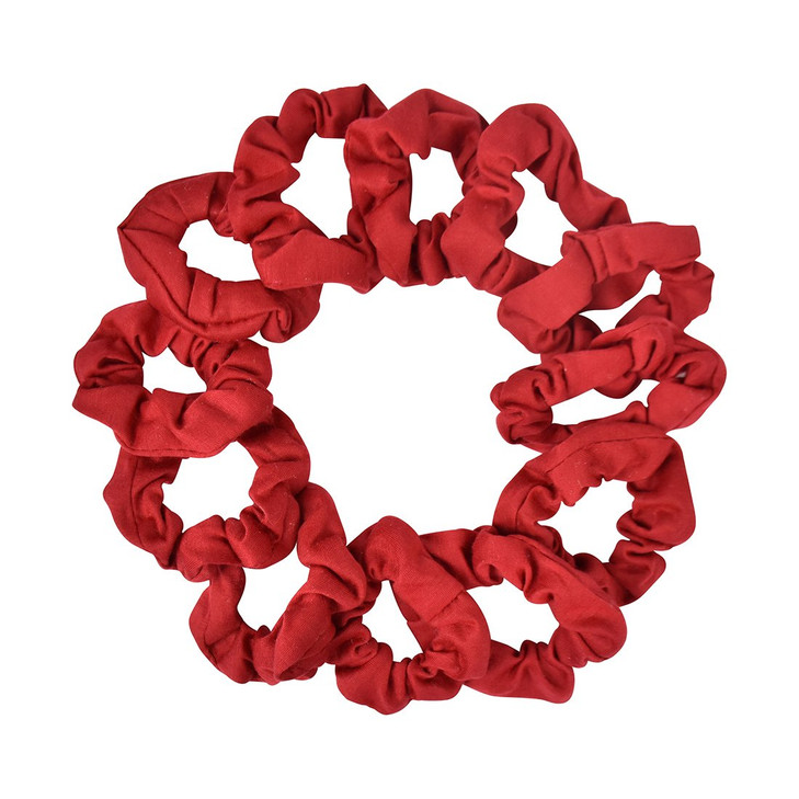 12 Pack Small Scrunchies Cotton Hair Scrunchy Red