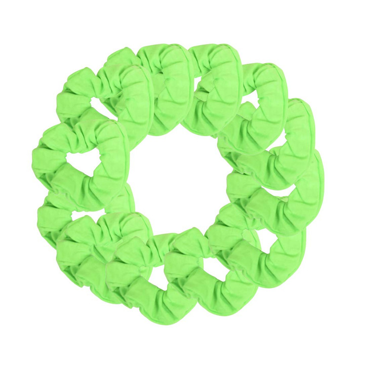 12 Pack Solid Hair Ties Scrunchies Neon Green