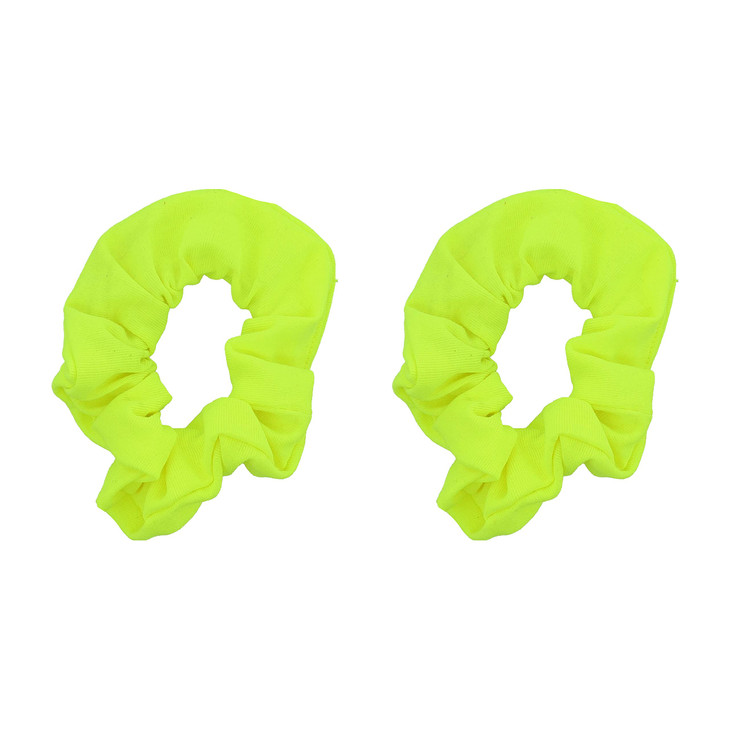 Set of 2 Solid Scrunchies Neon Yellow