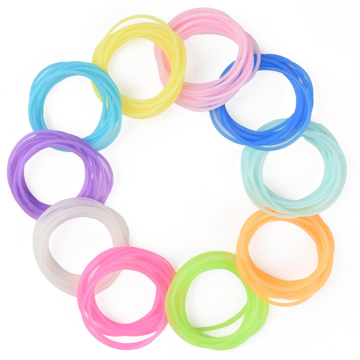 Redvigh Luminous Silicone Bracelet 100PCS Multicolor Silicone Jelly Bracelets Hair Ties 80s Retro Rock Pop Disco Jelly N