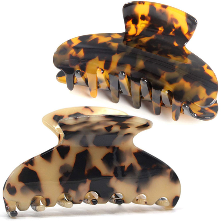 2 Pack Big Hair Claw Clips Tortoise Shell Nonslip Large Claw Clip For Women Celluloid Leopard Print Jaw Clips For Thick