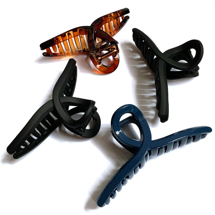 Nalodu Hair Claw Clips Large 4 Inch No Slip Big Matte Shiny Butterfly Clip Clamp Assorted Colors for Thin Fine Thick Hai