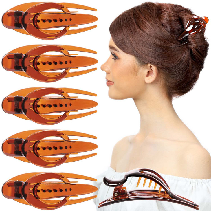 RC ROCHE ORNAMENT 6 Pcs Womens Side Slide Half Moon French Eyelet Hair Clip Curve Flat Comb Concord Barrette No Slip Com