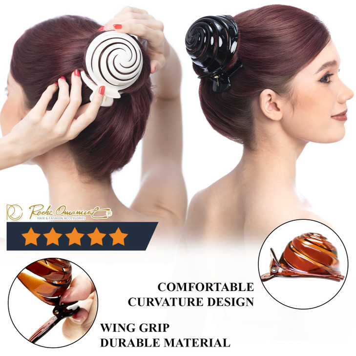 RC ROCHE ORNAMENT 6 Pcs Womens Spiral Dome Bun Maker Cover Round Clam Shell Stylish Spiral No Slip Grip Side Slide Beaut