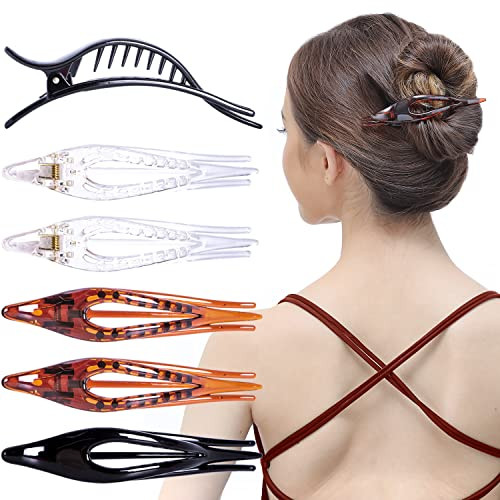 RC ROCHE ORNAMENT 6 Pcs Womens Thin Curved Eyelet Side Slide No Slip Hair Clip Comfortable French Concord Duck Bill Pin