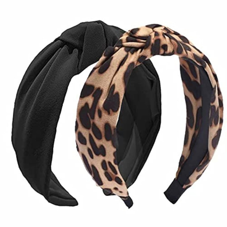 Etercycle 2PCS Headbands for Women Bow Knotted Wide Headband Yoga Hair Band Fashion Elastic Hair Accessories for Women B