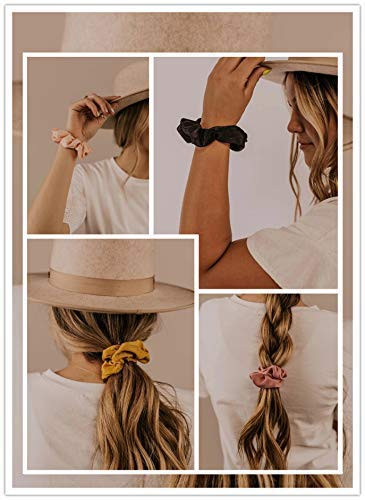 Velvet Scrunchies Hair Ties Women 6 Pack Big Vsco Girl Stuff Scrunchy for Hair Scrunchie Holder Elastic Bands With Zippe