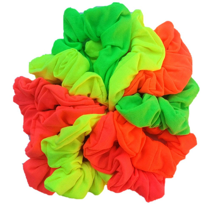 Cotton Scrunchie Set Set of 10 Soft Cotton Scrunchies Neon Colors