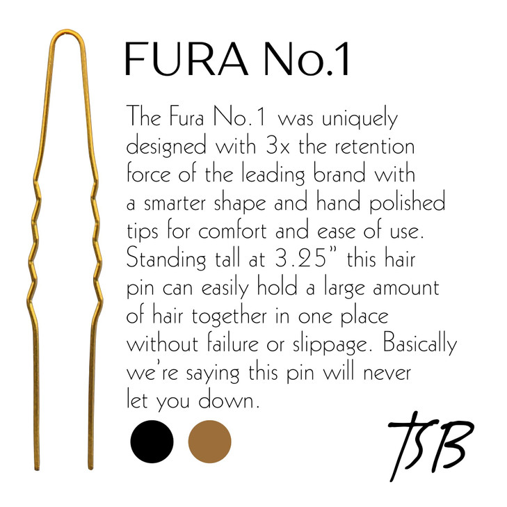 TSB Fura No1 Professional Black Jumbo Hair Pins Set of 30325 inches 3x Retention Vintage Style Ideal for Weddings Fashio