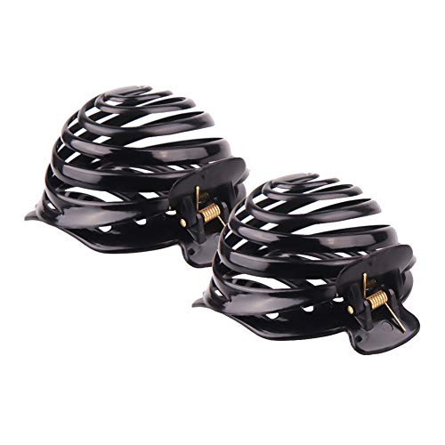 2 Pieces Black Plastic Spiral Dome Bun Maker Mushroom Head Cover Hair Holder Round Stylish Spiral No Slip Hair Claw Clamp Clip online at globaldelivered