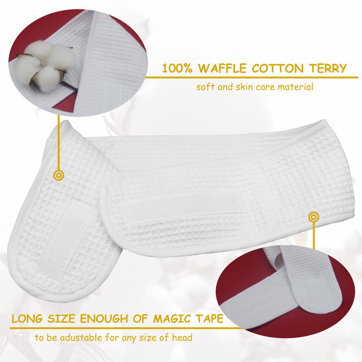 Bleu Bath 3 Pack Adjustable Facial Makeup Headband with Magic Tape Pure Natural Terry Waffle SweatAbsorbent Facial Spa H