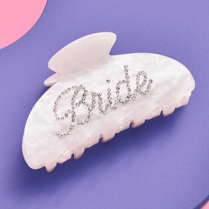 xo Fetti Bride Claw Clip White Acrylic Hair Clip Rhinestone Bride Logo Bachelorette Party Decorations Bridesmaid Gift Br