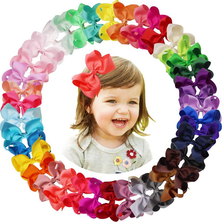 40 Colors Hair Bows for Girls 45inch Boutique Grosgrain Ribbon Bows Alligator Hair Clips Hair Accessories for Baby Girls