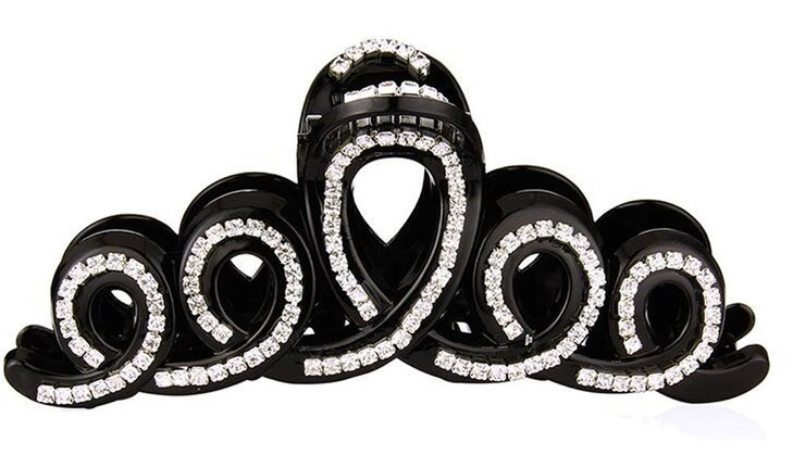 Suoirblss Woman Girls Large Fancy Rhinestone Hair Accessories SideKnotted Clip Hairpin Hair Claw Barrettes for Thick Hai