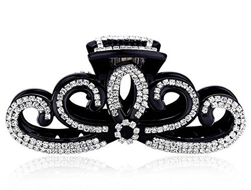 Suoirblss Women Lady Rhinestones Large Hair Claw Clip Hairpin Jaw Clips Thick Hair Accessories Black