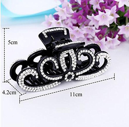 Suoirblss Women Lady Rhinestones Large Hair Claw Clip Hairpin Jaw Clips Thick Hair Accessories Black