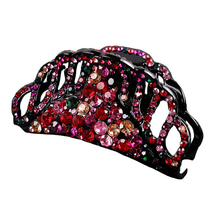 Suoirblss Women Lady Exquisite Crystal Hair Clip Claw Pins Large Fancy Rhinestones Claw Clip Jaw Clips for Thick Hair Co