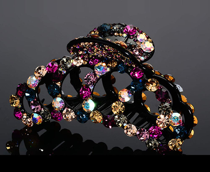 Suoirblss Woman Glinted Crystal Hair Clip Claw Pins Large Fancy Rhinestones Claw Clip Jaw Clips for Thick Hair Colorful