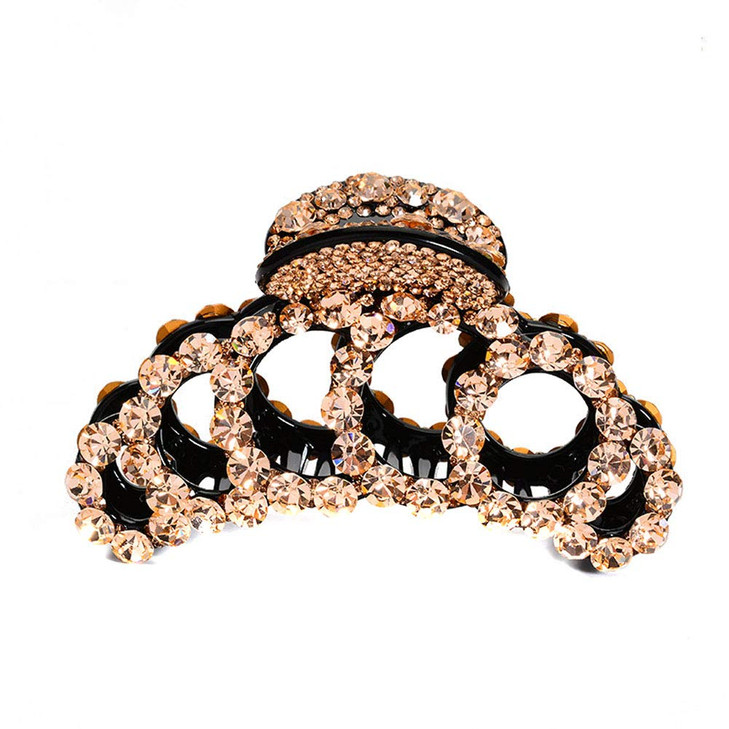 Suoirblss Woman Glinted Crystal Hair Clip Claw Pins Large Fancy Rhinestones Claw Clip Jaw Clips for Thick Hair Champagne