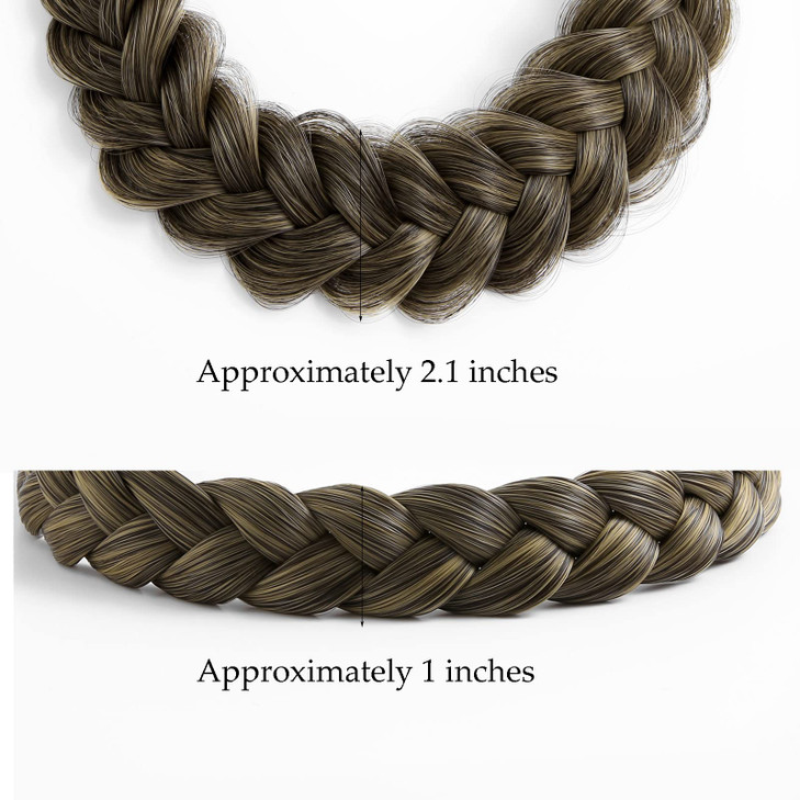 STHEJFB Braid Headband 2 3 Strands combinations Messy Wide Chunky Fluffy Elastic Stretch Hairpiece Braided Headband Wome