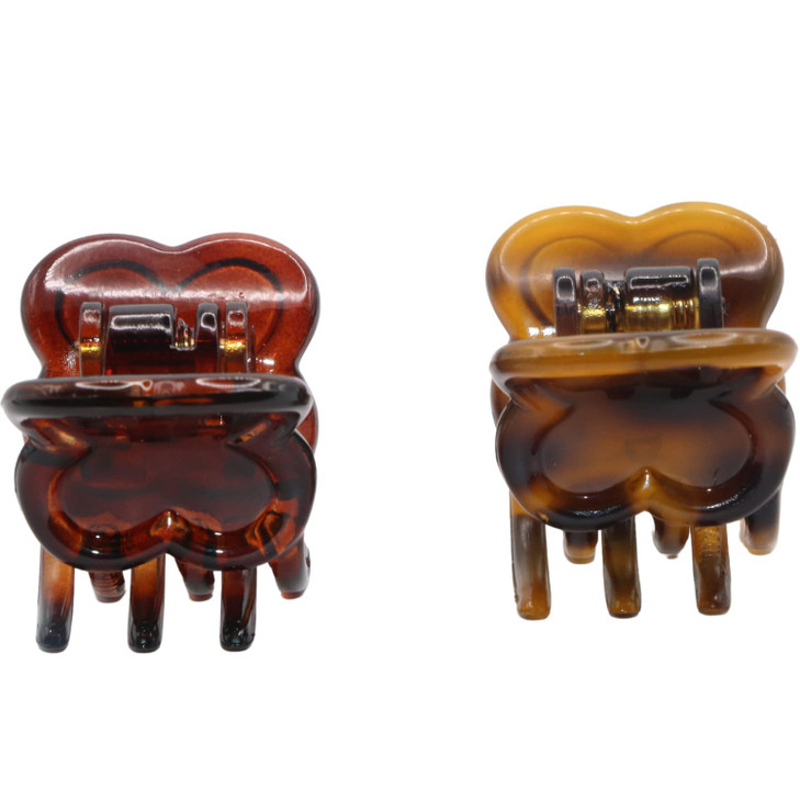 Parcelona French Petunia Mini 1 Celluloid Acetate Set of 2 Covered Spring Jaw Hair Claw Clip for Fine Hair with Very Tig