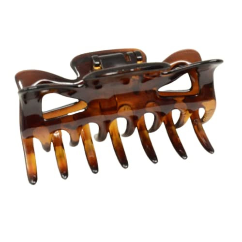 Parcelona French Classic Shaded Tortoise Shell Brown 3 Covered Spring Celluloid Made in France Jaw Claw Hair Clip Clutch