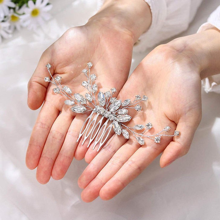 Unicra Bride Silver Wedding Hair Comb Sparkly Crystal Bridal Hair Piece Rhinestone Hair Accessorie for Women and Girls (A-Silver) online at globaldelivered