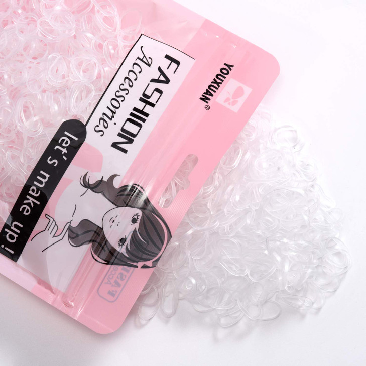 Youxuan 1000Pack Elastic Hair Ties Nonslip Rubber Hair Bands for Girls Clear
