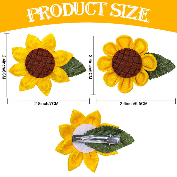 Whaline 4Pcs Sunflower Hair Alligator Clips Cute Hair Accessories Yellow Flower Hair Barrettes Hairpin Accessories for T